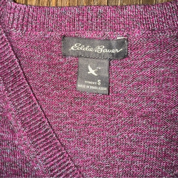📌 Eddie Bauer Pink Marled V-Neck Lightweight Sweater Women’s Small Soft Knit - Picture 4 of 7